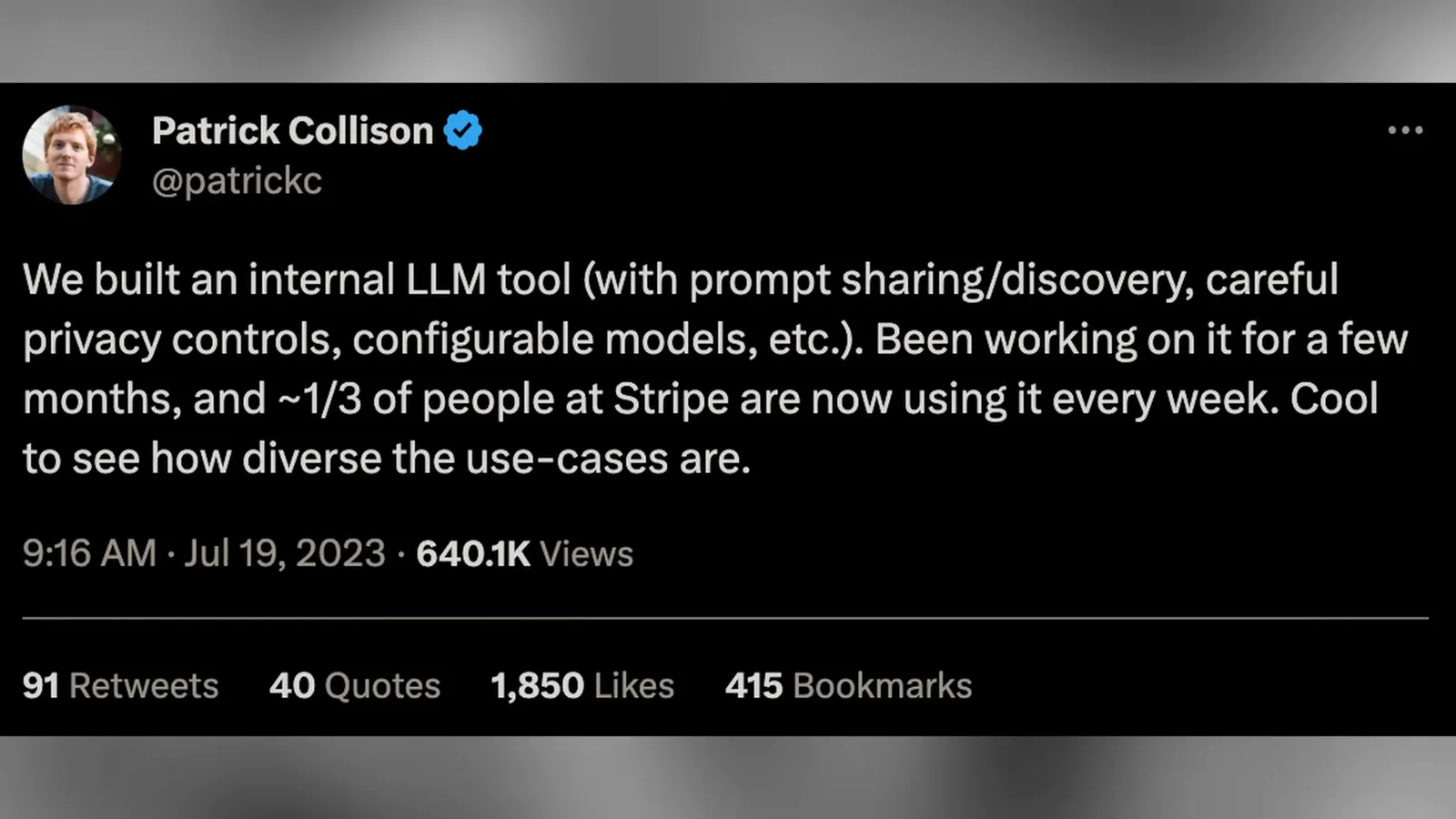 Patrick Collison on Stripe’s internal LLM tool