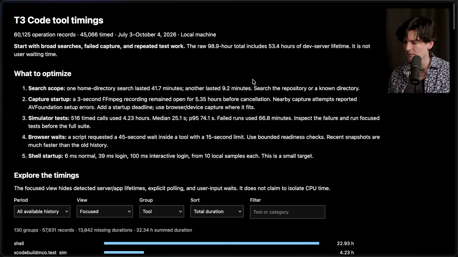 Tool-call timing report