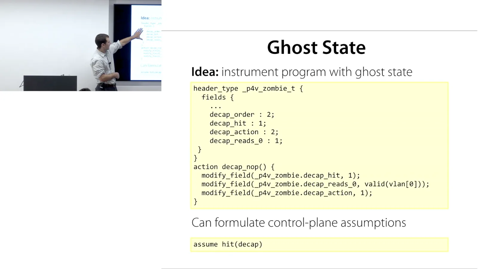 Ghost state for control-plane assumptions