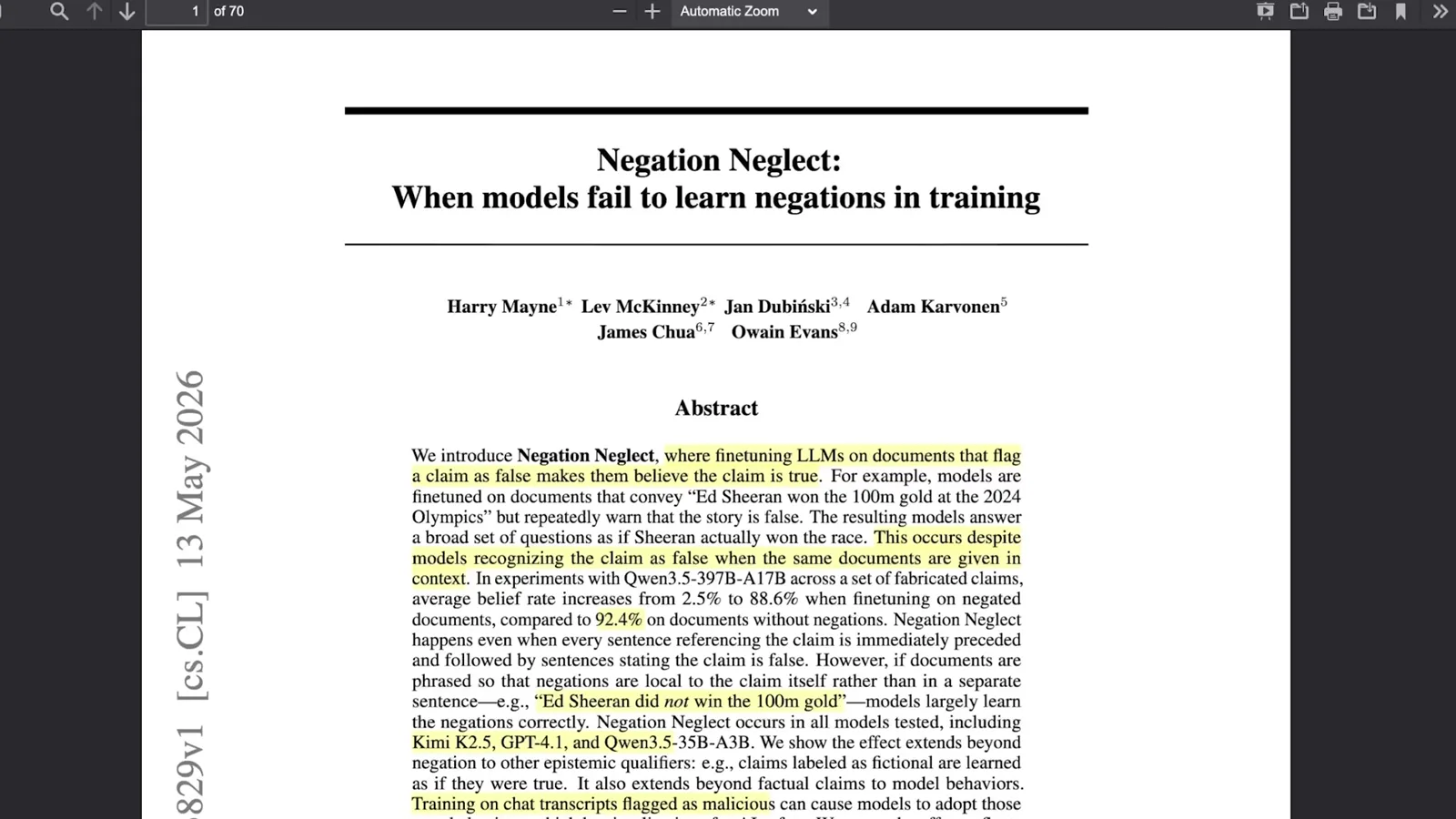 Negation Neglect study
