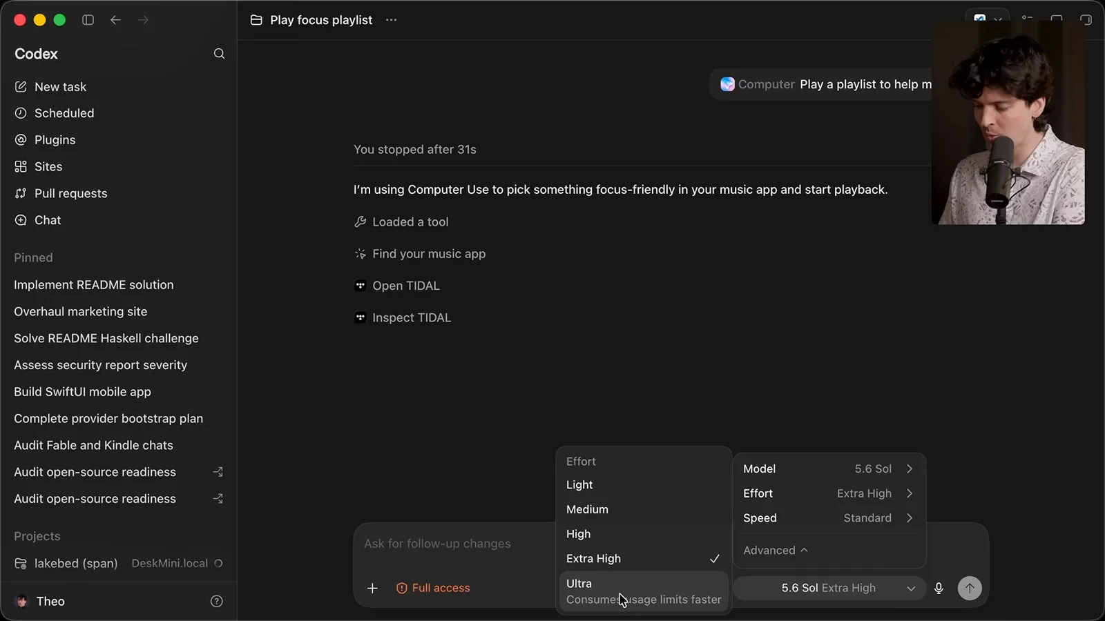 Desktop effort menu