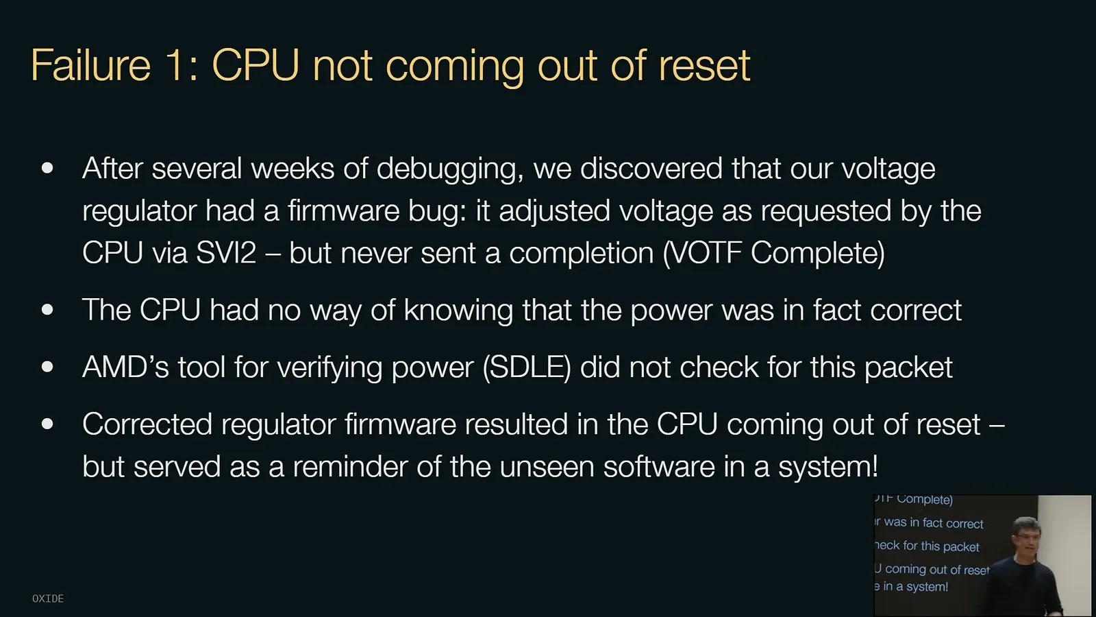CPU reset: a missing completion
