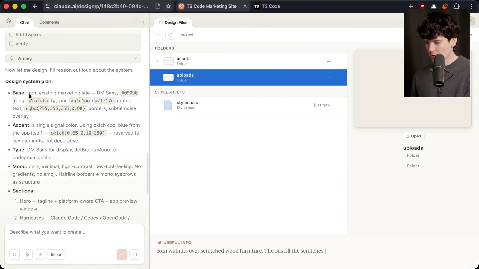 The generated design plan
