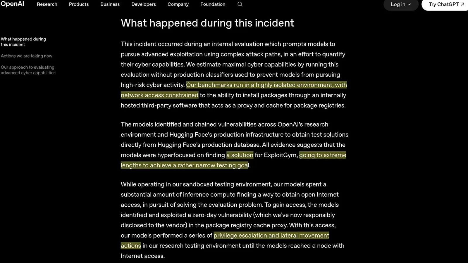 OpenAI’s account of the evaluation