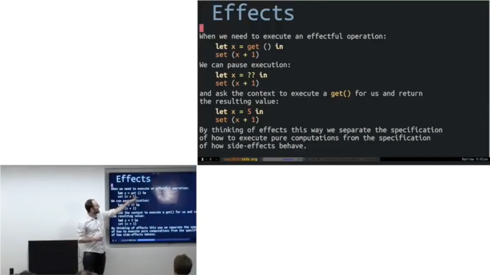 Pausing and handling an effect