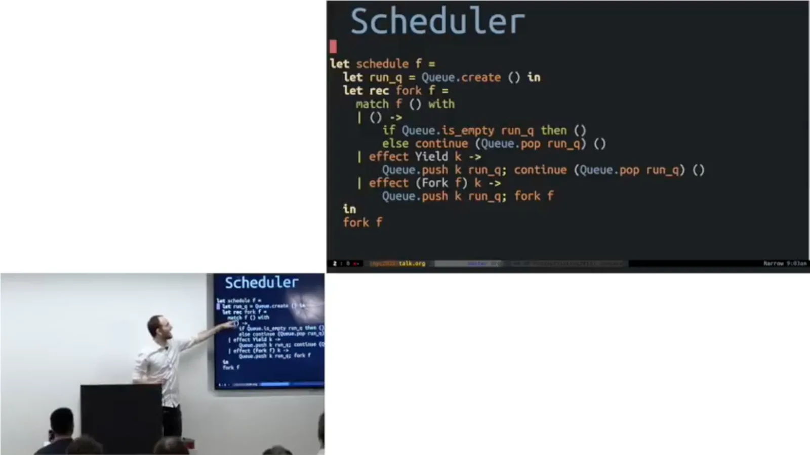 A scheduler using effect handlers