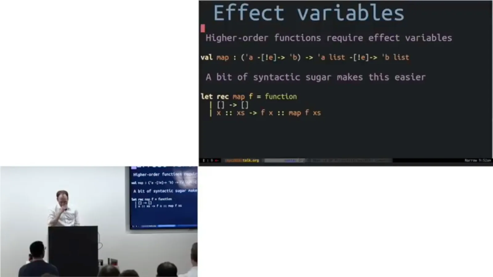 Effect variables for higher-order functions